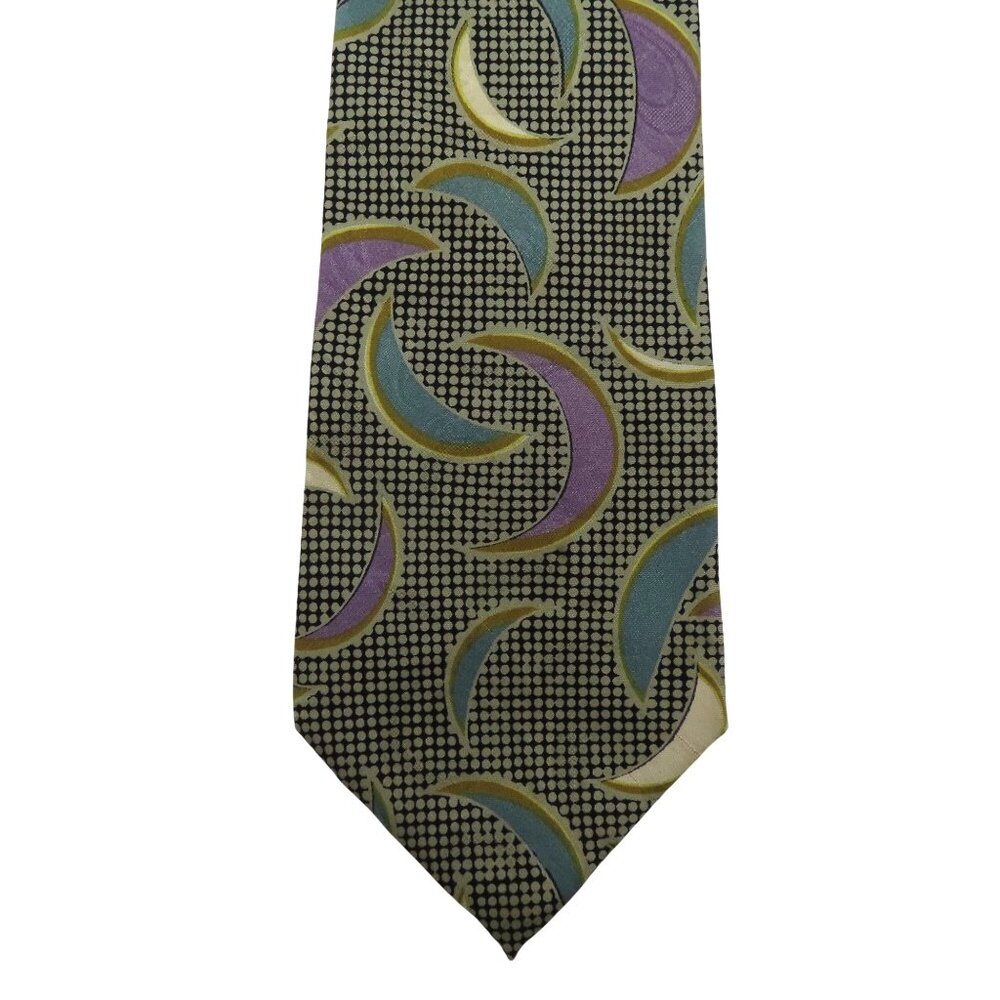 VTG Jhane Barnes Polka Dot Dotted Crescent Moon Multicolor All Silk Necktie Tie